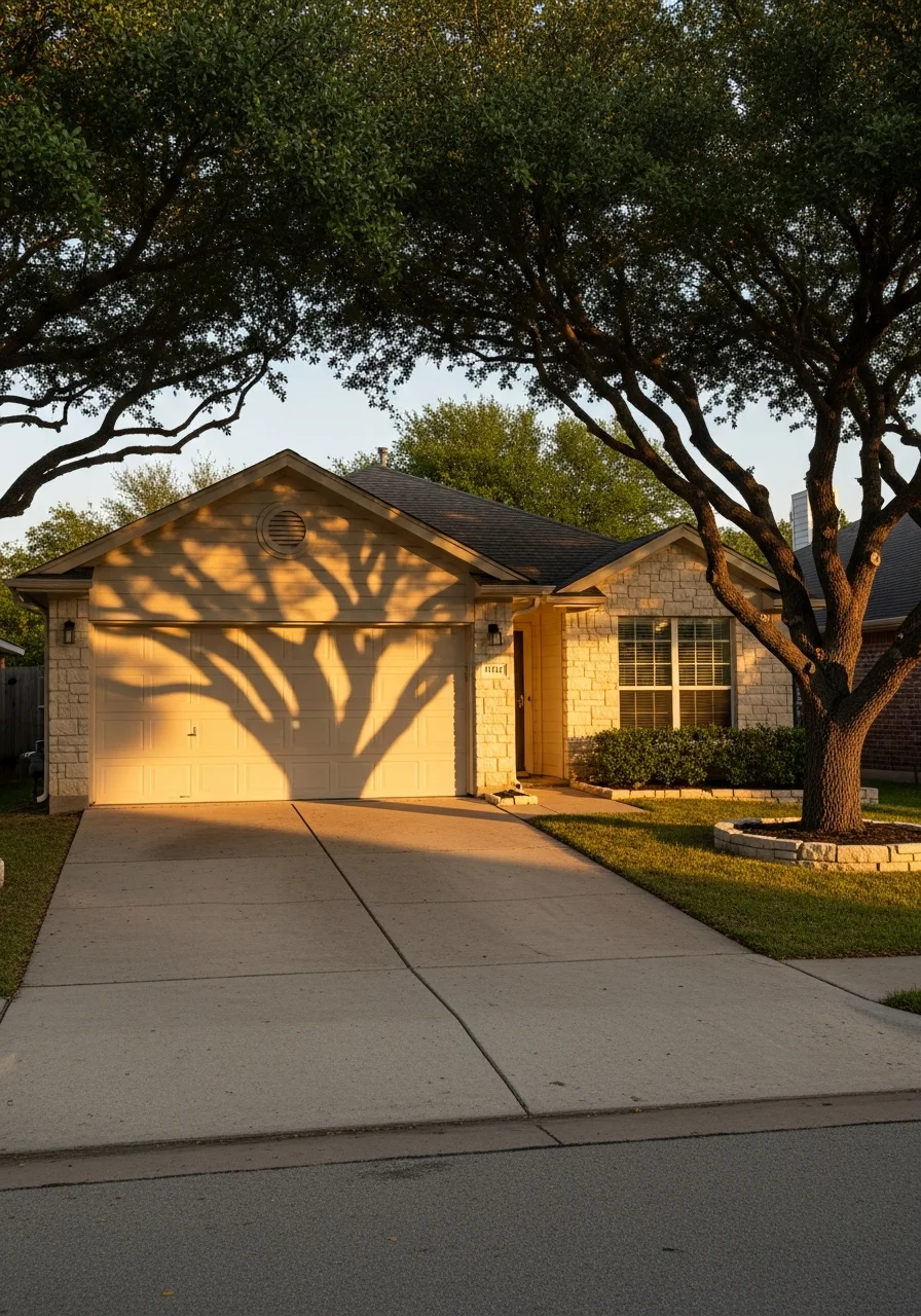 Pflugerville home exterior with mature landscaping, representing the established neighborhoods in the city.