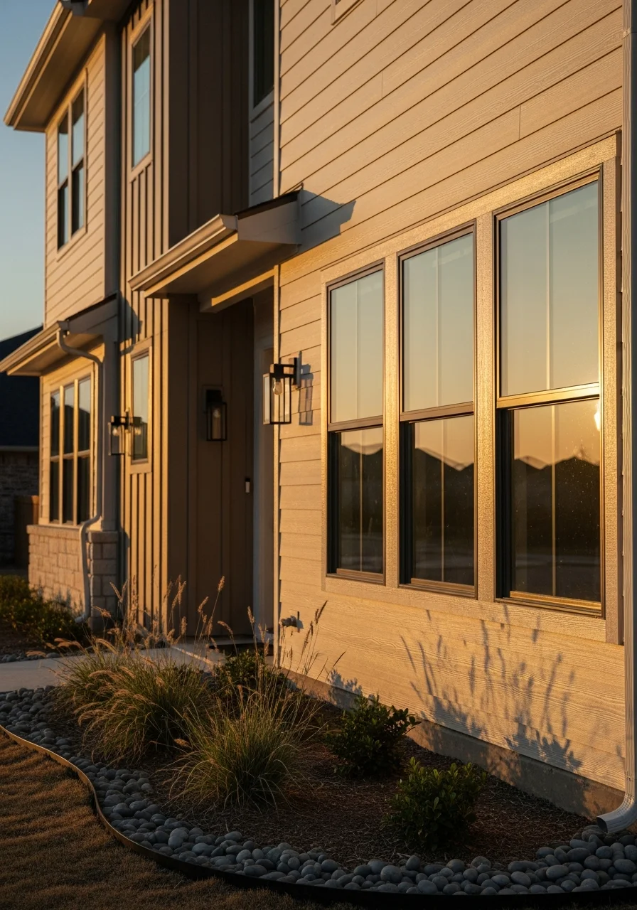 Exterior detail of a contemporary Round Rock home showing modern materials and finishes common to newer construction.